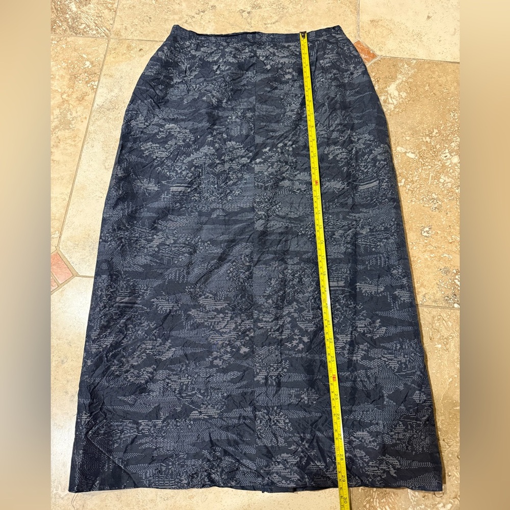 Vintage Elegant Navy Blue with white  Patterned Skirt